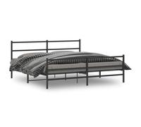 Berkfield Metal Bed Frame Without Mattress With Footboard Black 193X203Cm