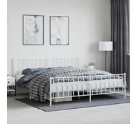 Berkfield Metal Bed Frame Without Mattress With Footboard White 193X203Cm