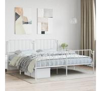 Berkfield Metal Bed Frame Without Mattress With Footboard White 193X203Cm