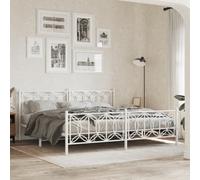 Berkfield Metal Bed Frame Without Mattress With Footboard White 193X203Cm