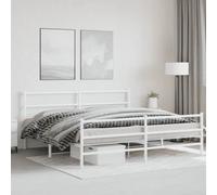 Berkfield Metal Bed Frame Without Mattress With Footboard White 193X203Cm