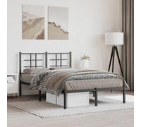 Berkfield Metal Bed Frame Without Mattress With Headboard Black 120X190Cm