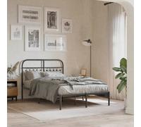 Berkfield Metal Bed Frame Without Mattress With Headboard Black 120X190Cm
