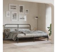 Berkfield Metal Bed Frame Without Mattress With Headboard Black 193X203Cm