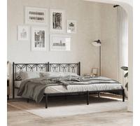 Berkfield Metal Bed Frame Without Mattress With Headboard Black 193X203Cm