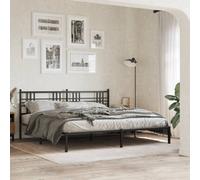 Berkfield Metal Bed Frame Without Mattress With Headboard Black 193X203Cm