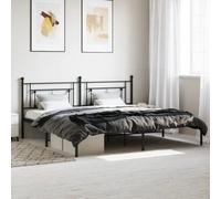 Berkfield Metal Bed Frame Without Mattress With Headboard Black 193X203Cm