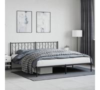 Berkfield Metal Bed Frame Without Mattress With Headboard Black 193X203Cm