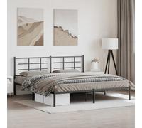 Berkfield Metal Bed Frame Without Mattress With Headboard Black 193X203Cm