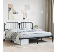Berkfield Metal Bed Frame Without Mattress With Headboard Black 193X203Cm