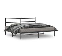 Berkfield Metal Bed Frame Without Mattress With Headboard Black 193X203Cm