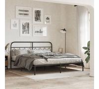 Berkfield Metal Bed Frame Without Mattress With Headboard Black 193X203Cm