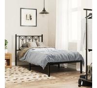 Berkfield Metal Bed Frame Without Mattress With Headboard Black 80X200Cm