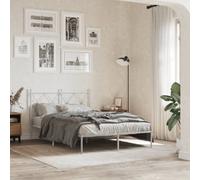 Berkfield Metal Bed Frame Without Mattress With Headboard White 120X200Cm