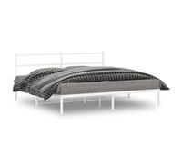 Berkfield Metal Bed Frame Without Mattress With Headboard White 193X203Cm