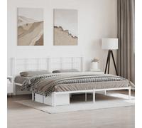 Berkfield Metal Bed Frame Without Mattress With Headboard White 193X203Cm
