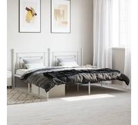 Berkfield Metal Bed Frame Without Mattress With Headboard White 193X203Cm