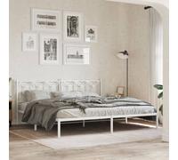 Berkfield Metal Bed Frame Without Mattress With Headboard White 193X203Cm