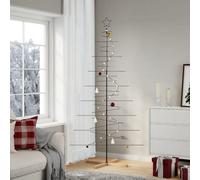 Berkfield Metal Christmas Tree With Wooden Base Black 210 Cm