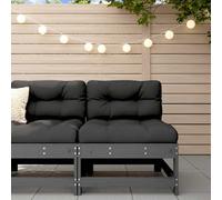 Berkfield Middle Sofa With Cushions Grey Solid Wood Pine