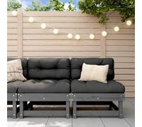 Berkfield Middle Sofas With Cushions 2 Pcs Grey Solid Wood Pine