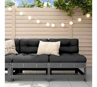 Berkfield Middle Sofas With Cushions 2 Pcs Grey Solid Wood Pine