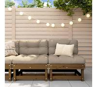 Berkfield Middle Sofas With Cushions 2 Pcs Honey Brown Solid Wood Pine