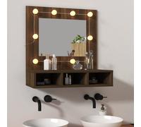Berkfield Mirror Cabinet With Led Brown Oak 60X31.5X62 Cm