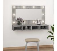 Berkfield Mirror Cabinet With Led Grey Sonoma 90X31.5X62 Cm