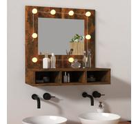 Berkfield Mirror Cabinet With Led Smoked Oak 60X31.5X62 Cm