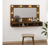Berkfield Mirror Cabinet With Led Smoked Oak 90X31.5X62 Cm