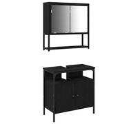 Berkfield Modern 2 Piece Bathroom Furniture Set Black Oak Engineered Wood