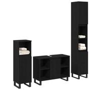 Berkfield Modern 3 Piece Bathroom Furniture Set Black Oak Engineered Wood