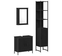 Berkfield Modern 3 Piece Bathroom Furniture Set Black Oak Engineered Wood