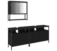Berkfield Modern 3 Piece Bathroom Furniture Set Black Oak Engineered Wood
