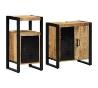 Berkfield Modern Bathroom Furniture Set 2 Pcs Brown Soild Rough Mango Wood