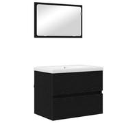 Berkfield Modern Bathroom Furniture Set 3 Pcs Black Oak 60 X 38.5 X 45 Cm