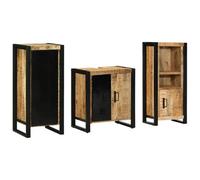 Berkfield Modern Bathroom Furniture Set With Shelf 3 Pcs Brown Solid Mango Wood