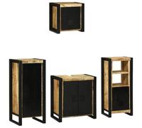 Berkfield Modern Bathroom Furniture Set With Shelf 4 Pcs Brown Solid Mango Wood
