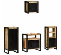 Berkfield Modern Bathroom Furniture Set With Shelf 4 Pcs Brown Solid Mango Wood