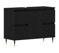 Berkfield Modern Bathroom Sink Cabinet Black Oak 80X33X60 Cm Engineered Wood