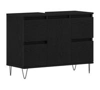 Berkfield Modern Bathroom Sink Cabinet Black Oak 80X33X60 Cm Engineered Wood
