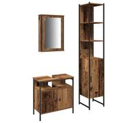 Berkfield Modern Bathroom Sink Cabinet With Built-In Basin Old Wood Engineered Wood