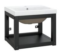 Berkfield Modern Bathroom Washbasin Frame With Built-In Basin Black Iron