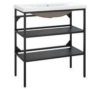 Berkfield Modern Bathroom Washbasin Frame With Built-In Basin Black Iron