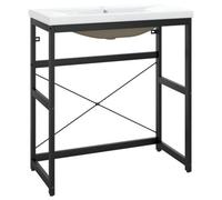 Berkfield Modern Bathroom Washbasin Frame With Built-In Basin Black Iron