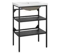 Berkfield Modern Bathroom Washbasin Frame With Built-In Basin Black Iron