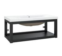 Berkfield Modern Bathroom Washbasin Frame With Built-In Basin Black Iron