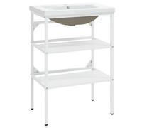 Berkfield Modern Bathroom Washbasin Frame With Built-In Basin White Iron