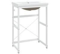 Berkfield Modern Bathroom Washbasin Frame With Built-In Basin White Iron